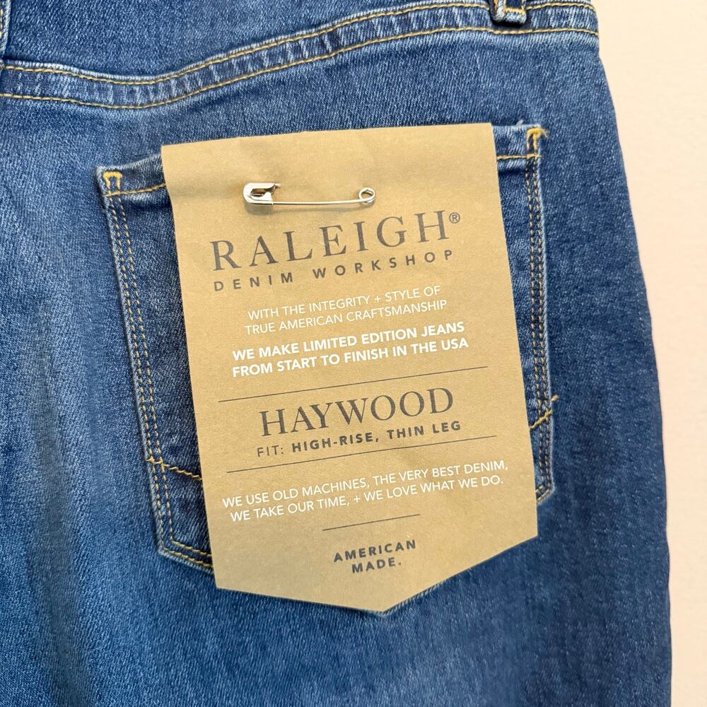 Raleigh Denim Workshop Haywood High Rise Thin Leg Jeans 28 Blue Stretch USA NWT - Picture 6 of 8